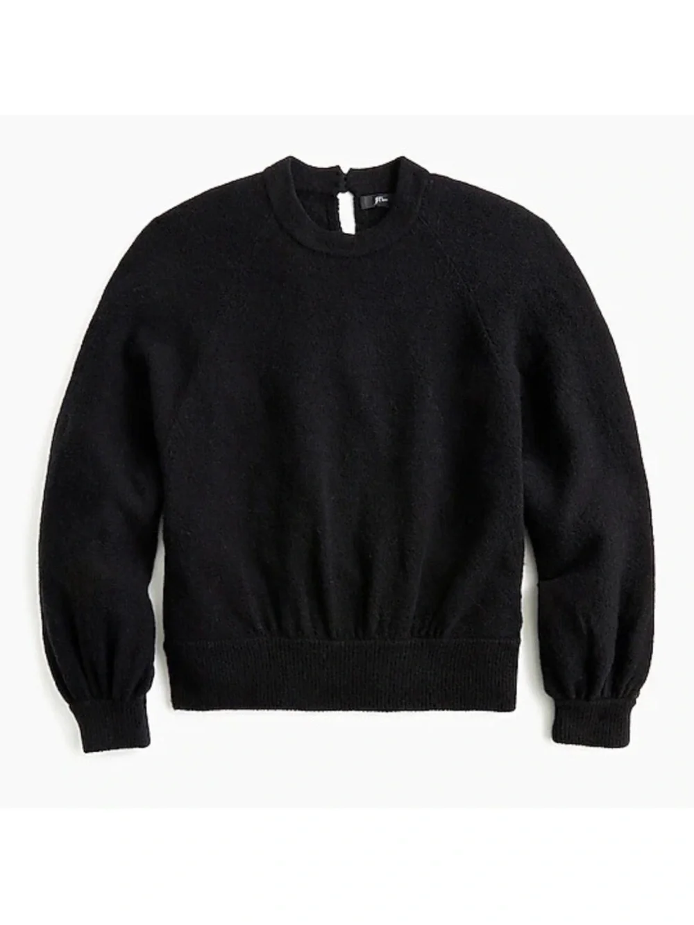 J. Crew Crewneck Gathered Sweater in Supersoft Yarn Wool Alpaca Black Size Small